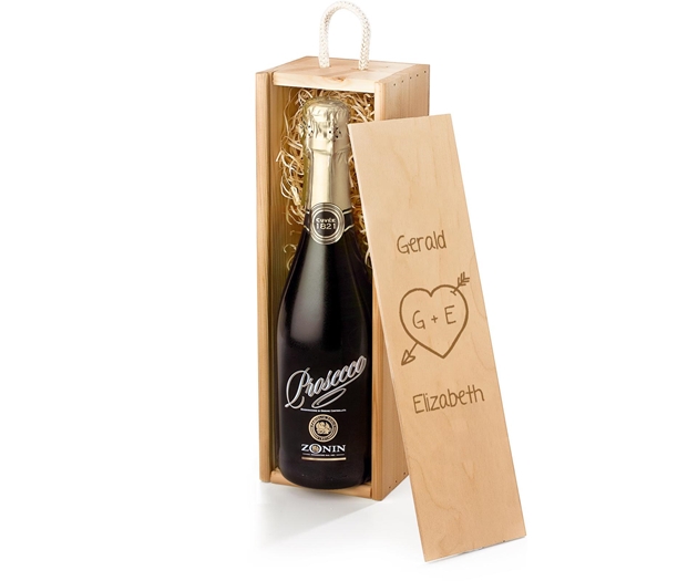 Anniversary & Wedding Sparkling Prosecco Gift Box With Engraved Personalised Lid